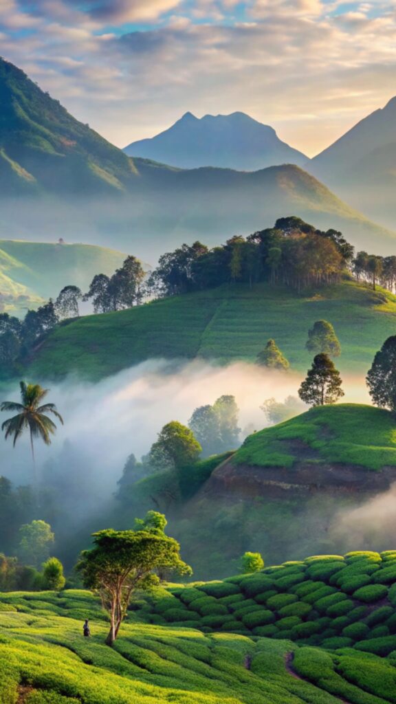 Mountains under mist in the morning Amazing nature scenery form Kerala God's own Country Tourism and travel concept image, Fresh and relax type nature image